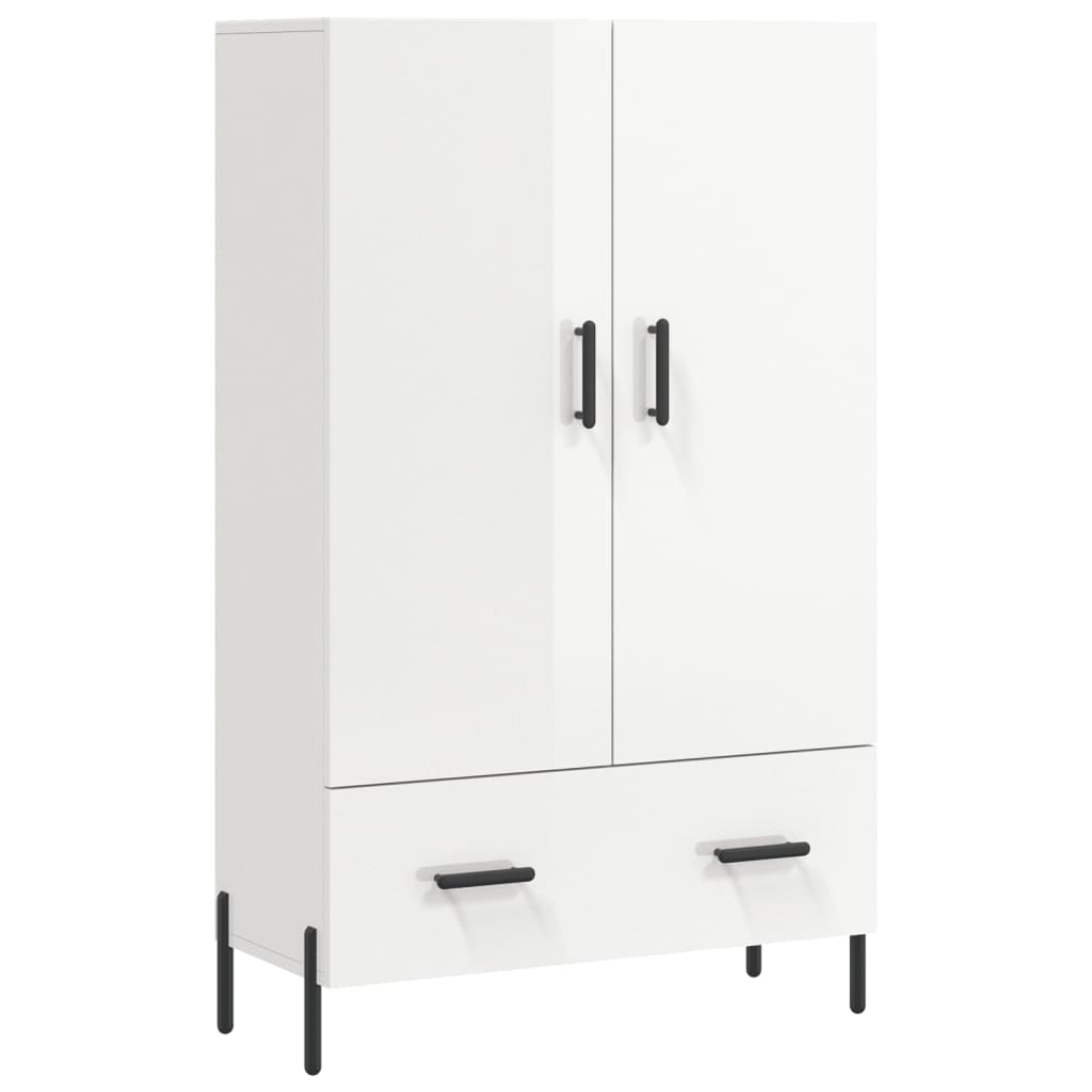 Highboard High Gloss White 69.5x31x115 cm Engineered Wood