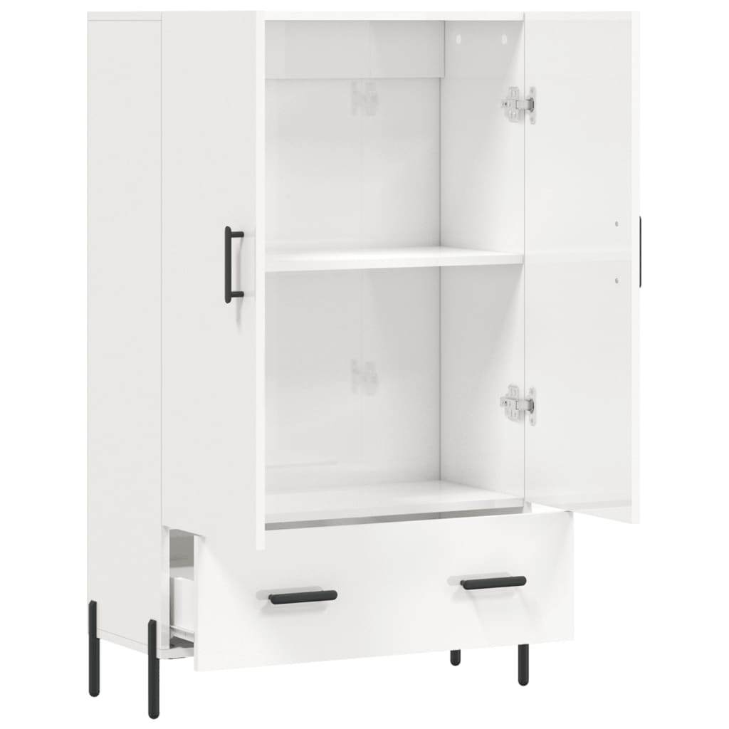 Highboard High Gloss White 69.5x31x115 cm Engineered Wood
