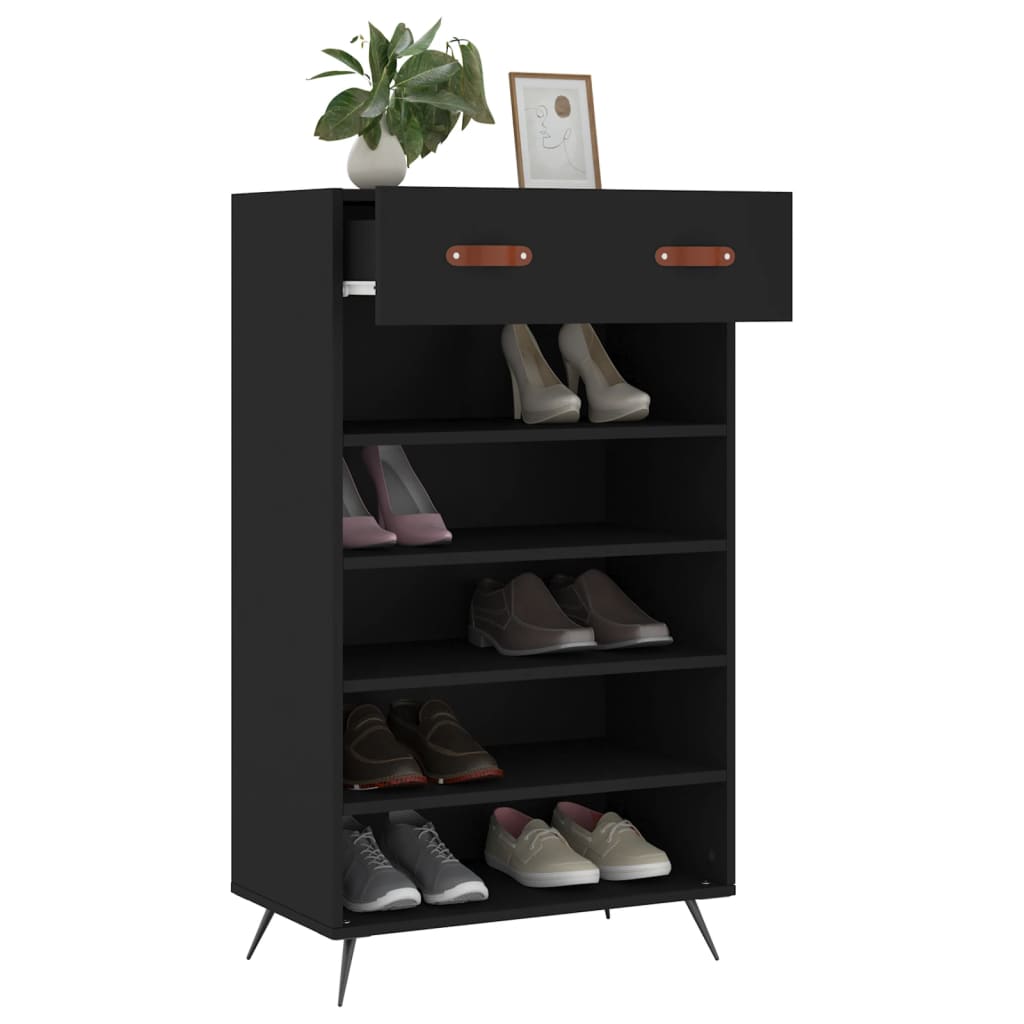 Shoe Cabinet Black 60x35x105 cm Engineered Wood