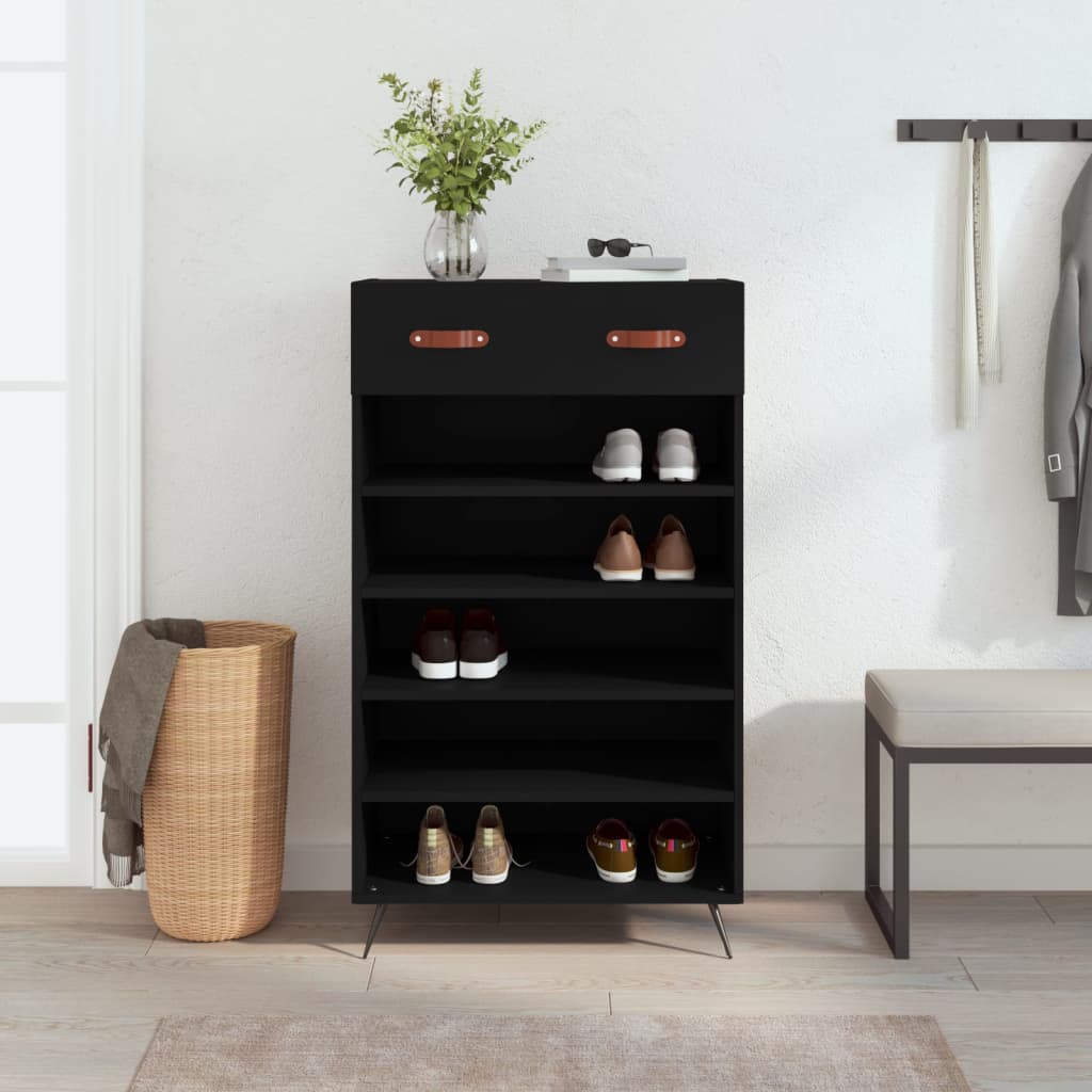 Shoe Cabinet Black 60x35x105 cm Engineered Wood