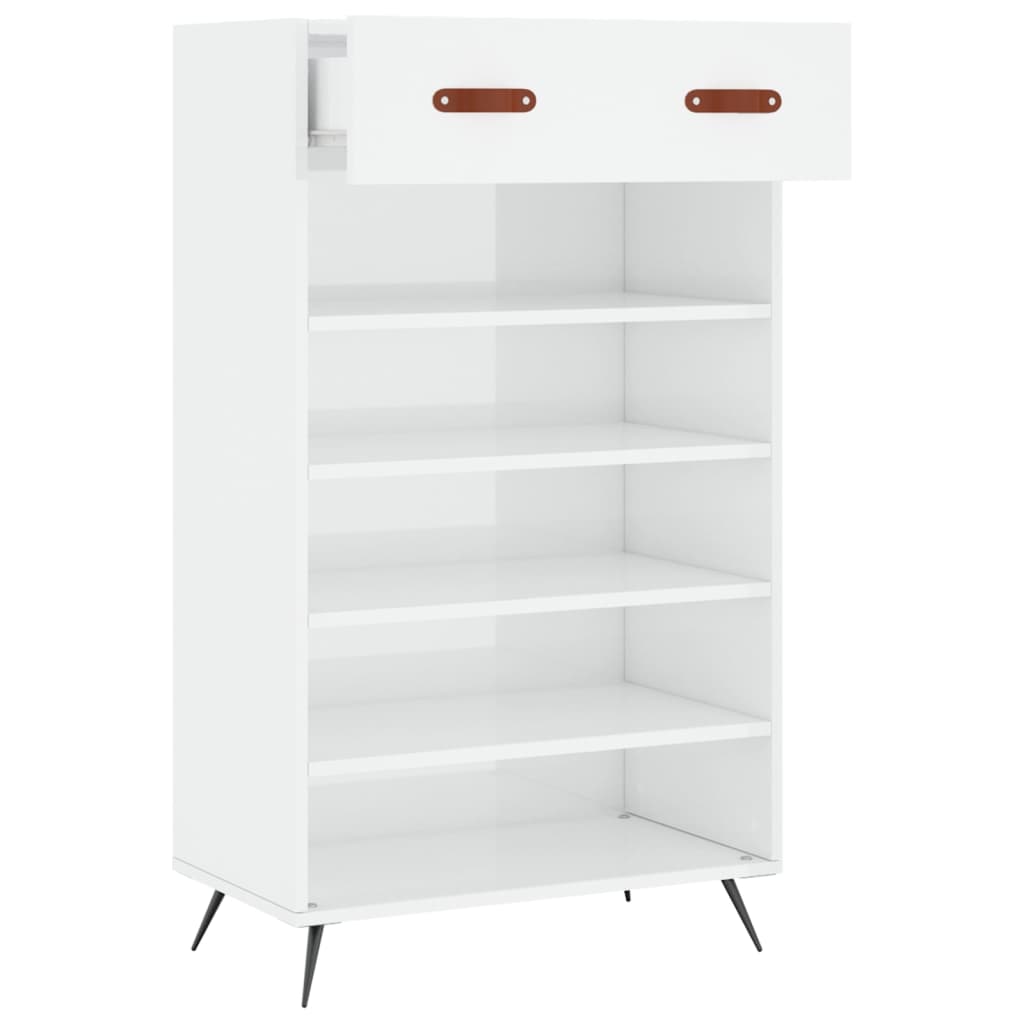 Shoe Cabinet High Gloss White 60x35x105 cm Engineered Wood