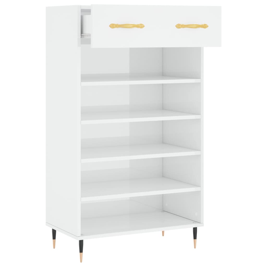 Shoe Cabinet High Gloss White 60x35x105 cm Engineered Wood