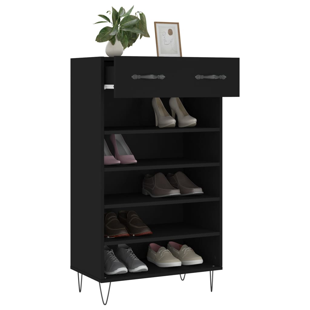 Shoe Cabinet Black 60x35x105 cm Engineered Wood