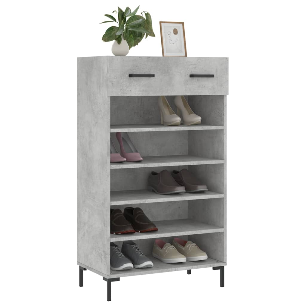 Shoe Cabinet Concrete Grey 60x35x105 cm Engineered Wood