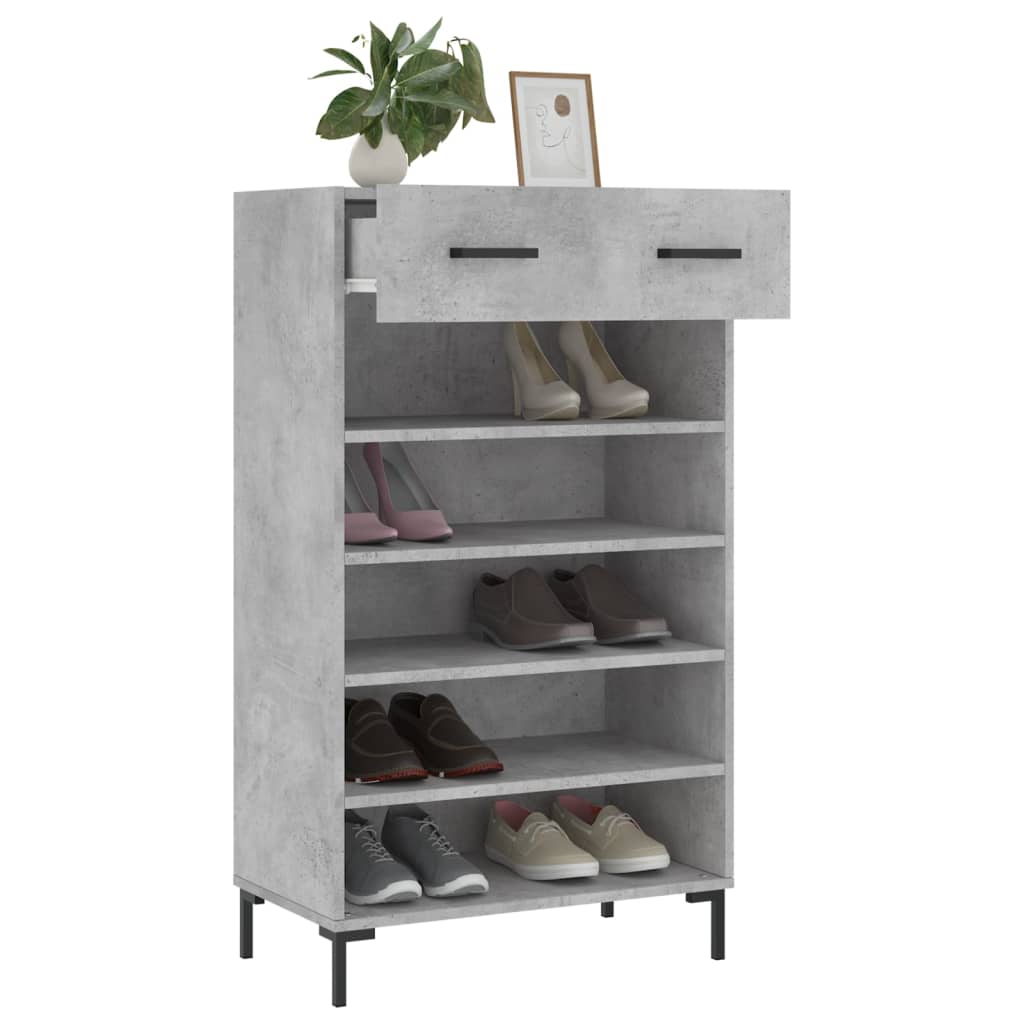 Shoe Cabinet Concrete Grey 60x35x105 cm Engineered Wood