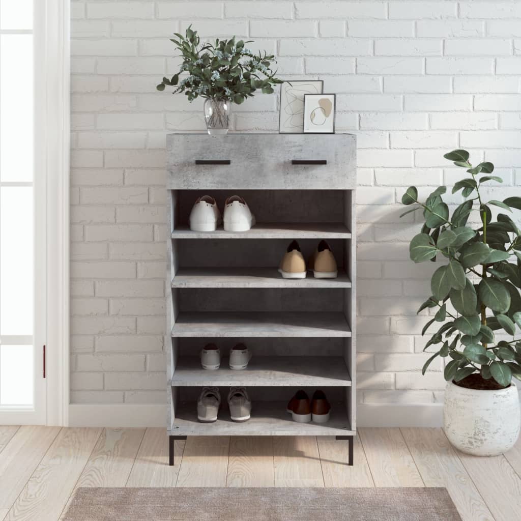 Shoe Cabinet Concrete Grey 60x35x105 cm Engineered Wood