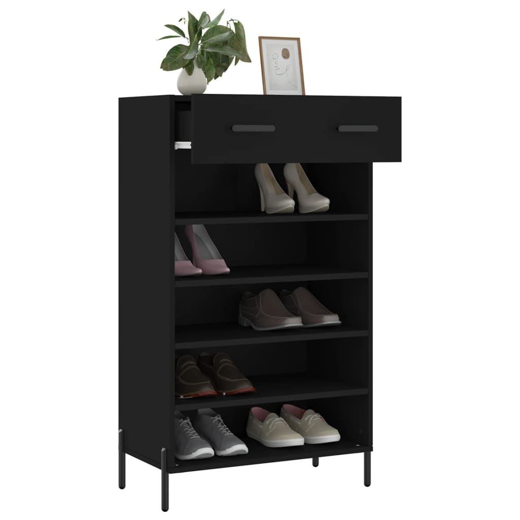 Shoe Cabinet Black 60x35x105 cm Engineered Wood