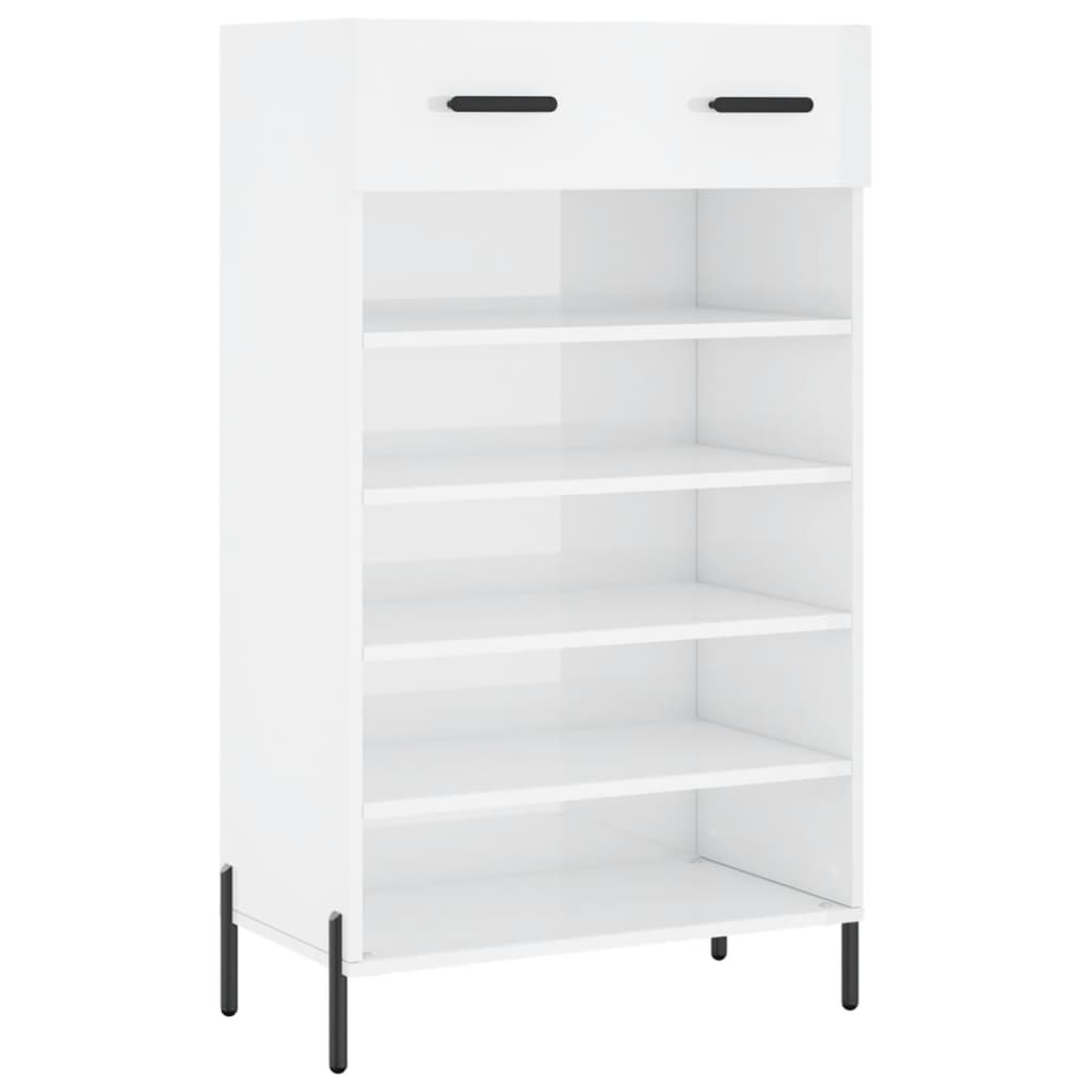 Shoe Cabinet High Gloss White 60x35x105 cm Engineered Wood