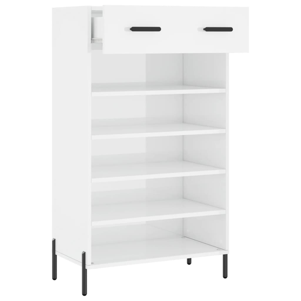 Shoe Cabinet High Gloss White 60x35x105 cm Engineered Wood