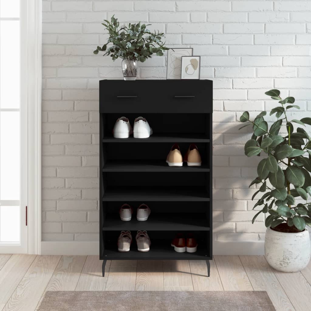 Shoe Cabinet Black 60x35x105 cm Engineered Wood