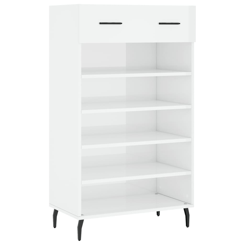 Shoe Cabinet High Gloss White 60x35x105 cm Engineered Wood
