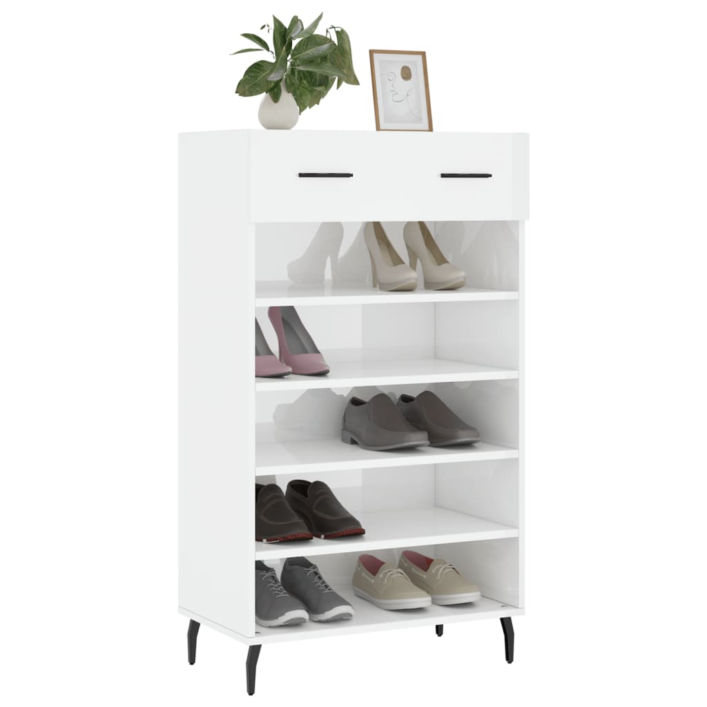 Shoe Cabinet High Gloss White 60x35x105 cm Engineered Wood