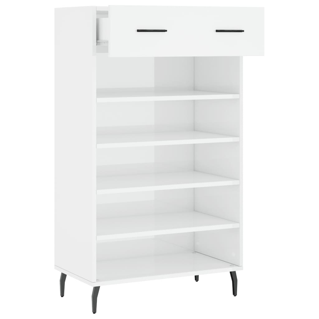 Shoe Cabinet High Gloss White 60x35x105 cm Engineered Wood