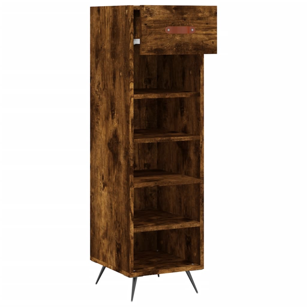 Shoe Cabinet Smoked Oak 30x35x105 cm Engineered Wood