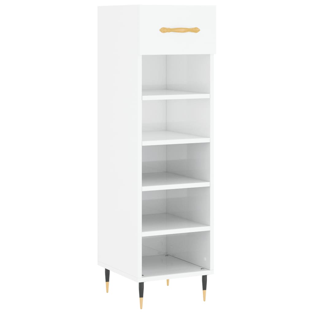Shoe Cabinet High Gloss White 30x35x105 cm Engineered Wood