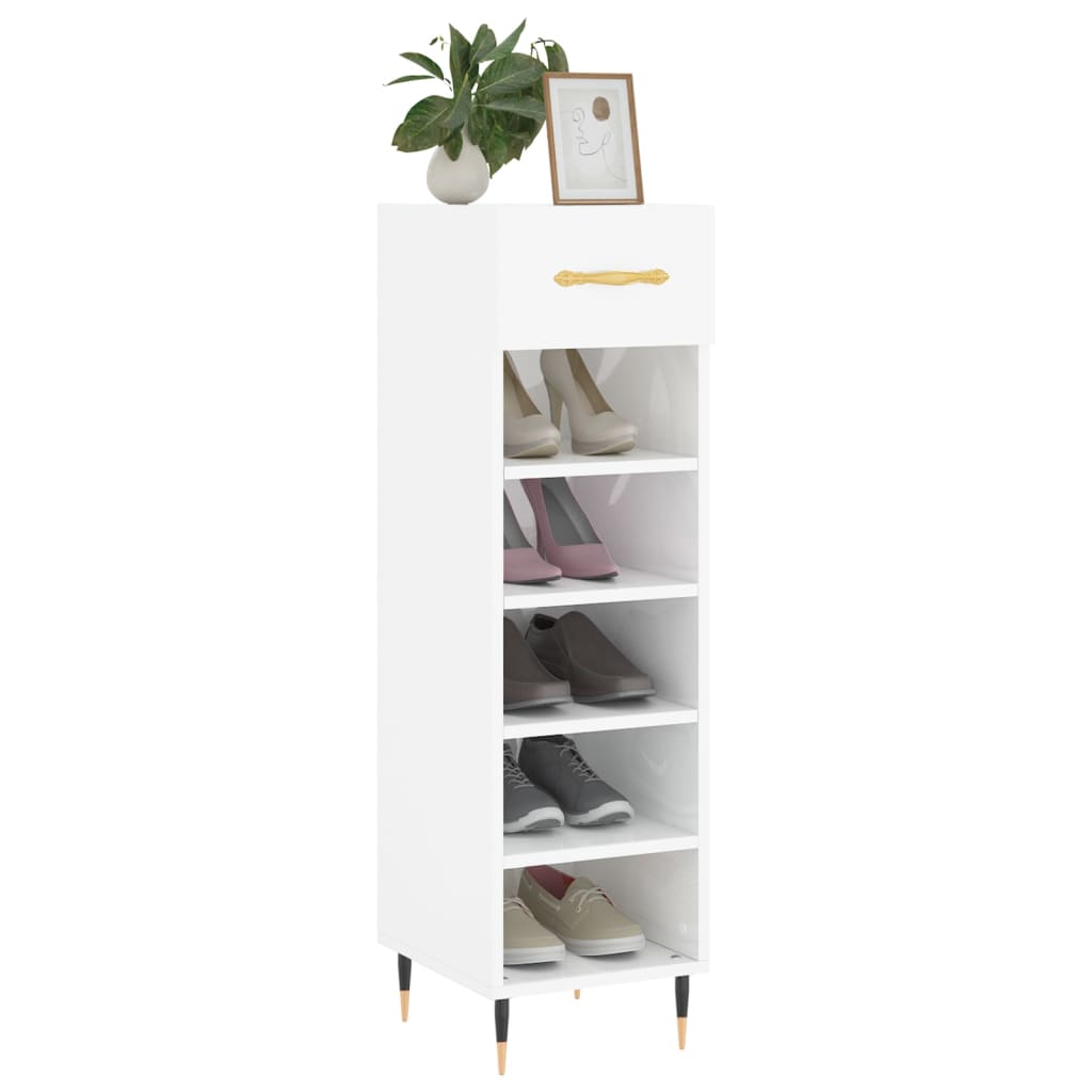Shoe Cabinet High Gloss White 30x35x105 cm Engineered Wood