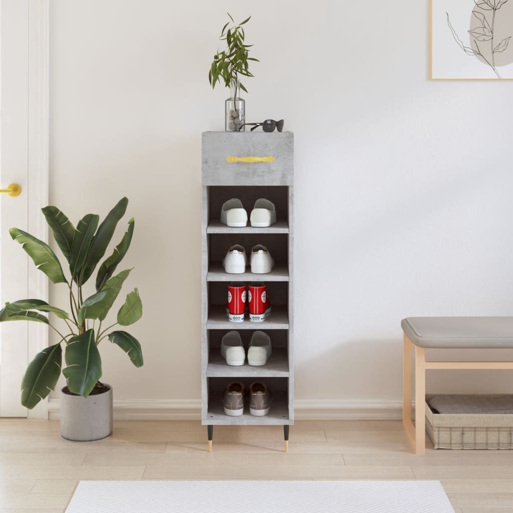Shoe Cabinet Concrete Grey 30x35x105 cm Engineered Wood
