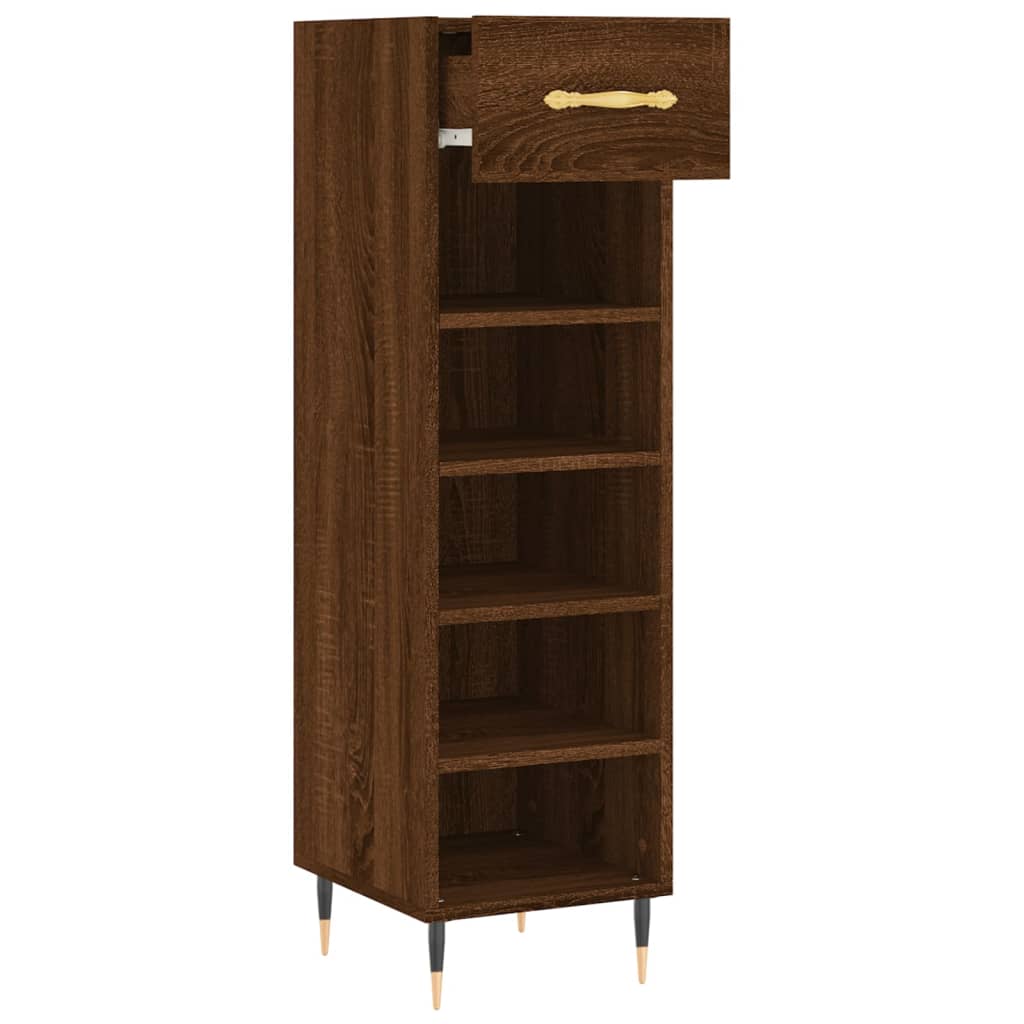 Shoe Cabinet Brown Oak 30x35x105 cm Engineered Wood