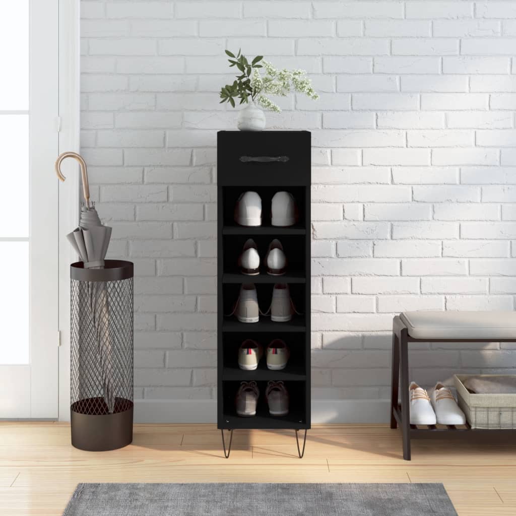 Shoe Cabinet Black 30x35x105 cm Engineered Wood