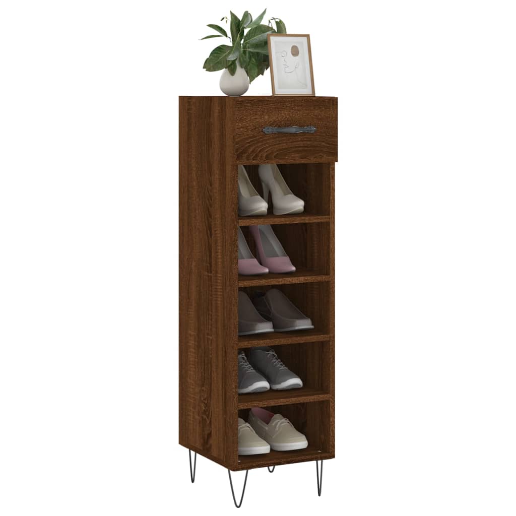 Shoe Cabinet Brown Oak 30x35x105 cm Engineered Wood