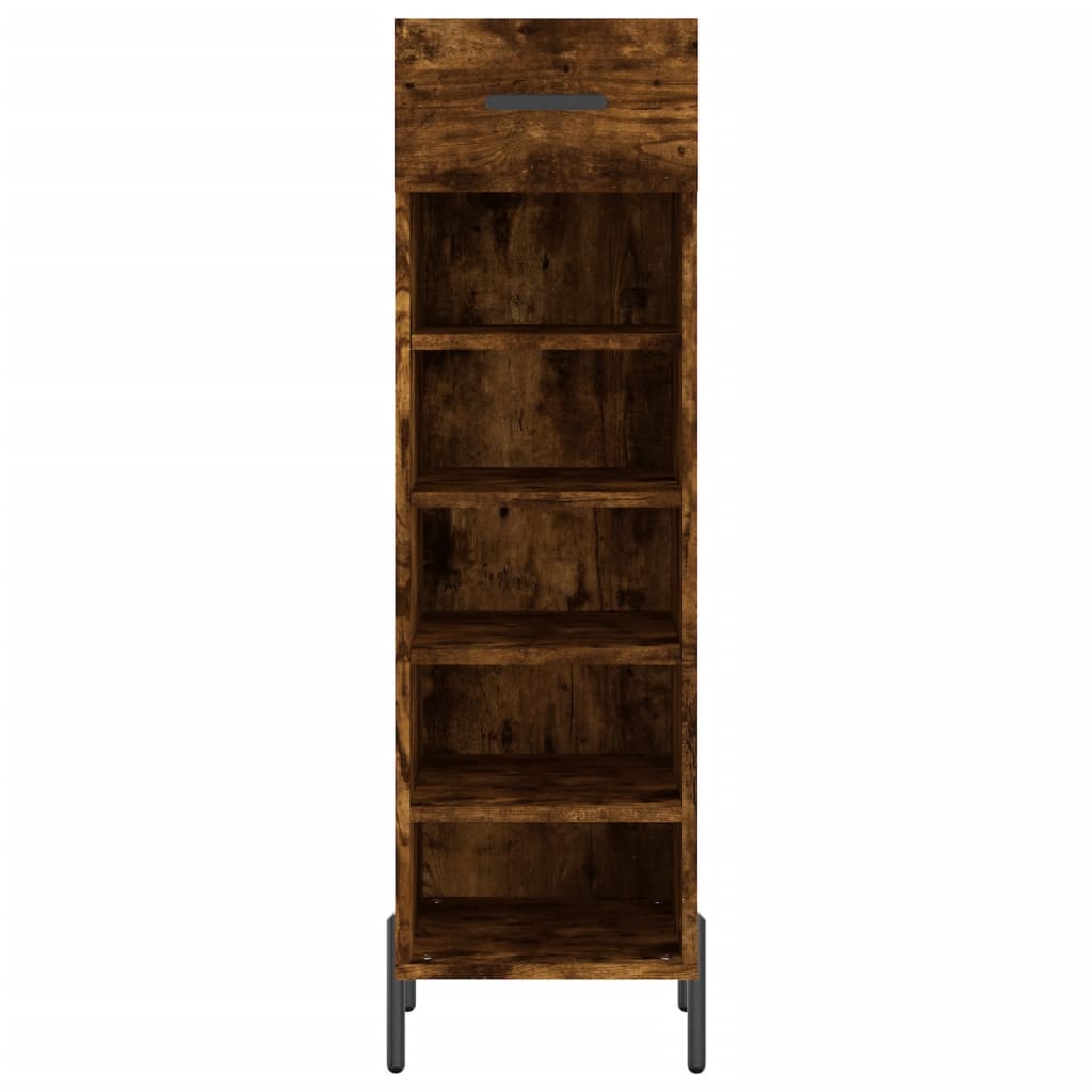 Shoe Cabinet Smoked Oak 30x35x105 cm Engineered Wood
