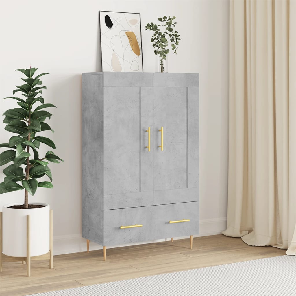 Highboard Concrete Grey 69.5x31x115 cm Engineered Wood