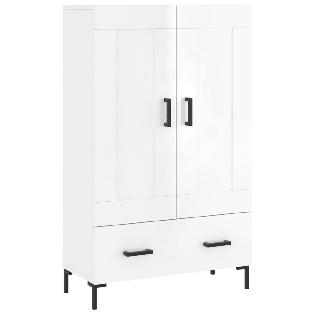 Highboard High Gloss White 69.5x31x115 cm Engineered Wood