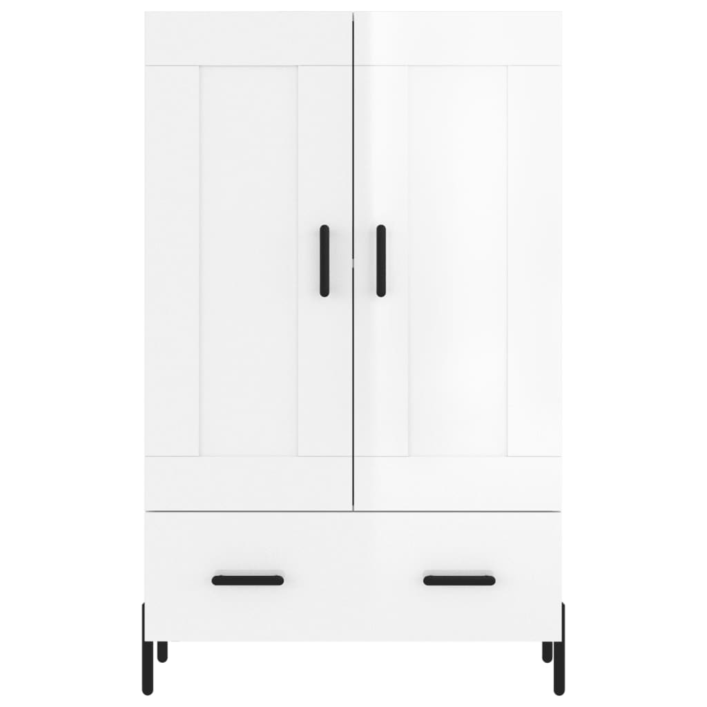 Highboard High Gloss White 69.5x31x115 cm Engineered Wood