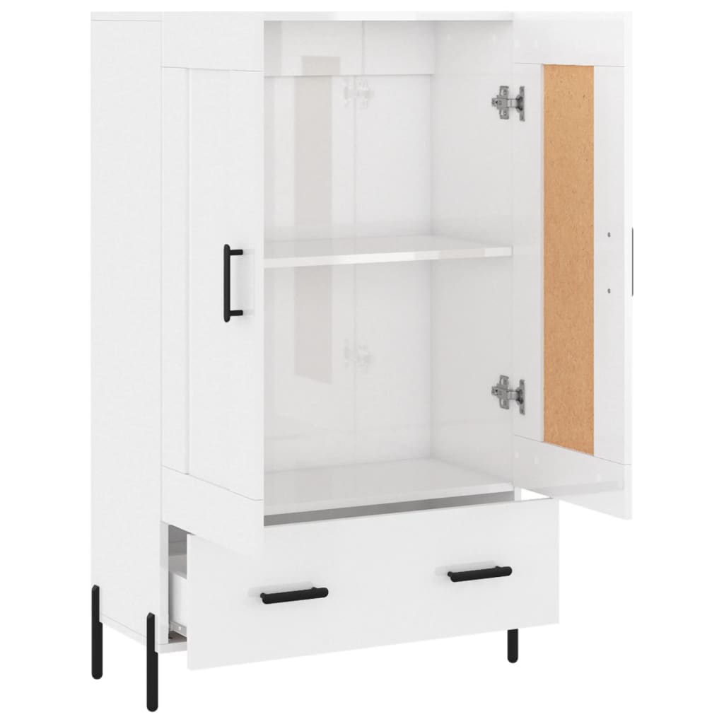 Highboard High Gloss White 69.5x31x115 cm Engineered Wood