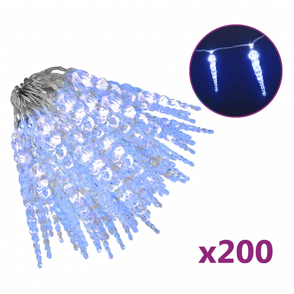 Christmas Icicle Light 200 LEDs Blue 20 m Acrylic PVC