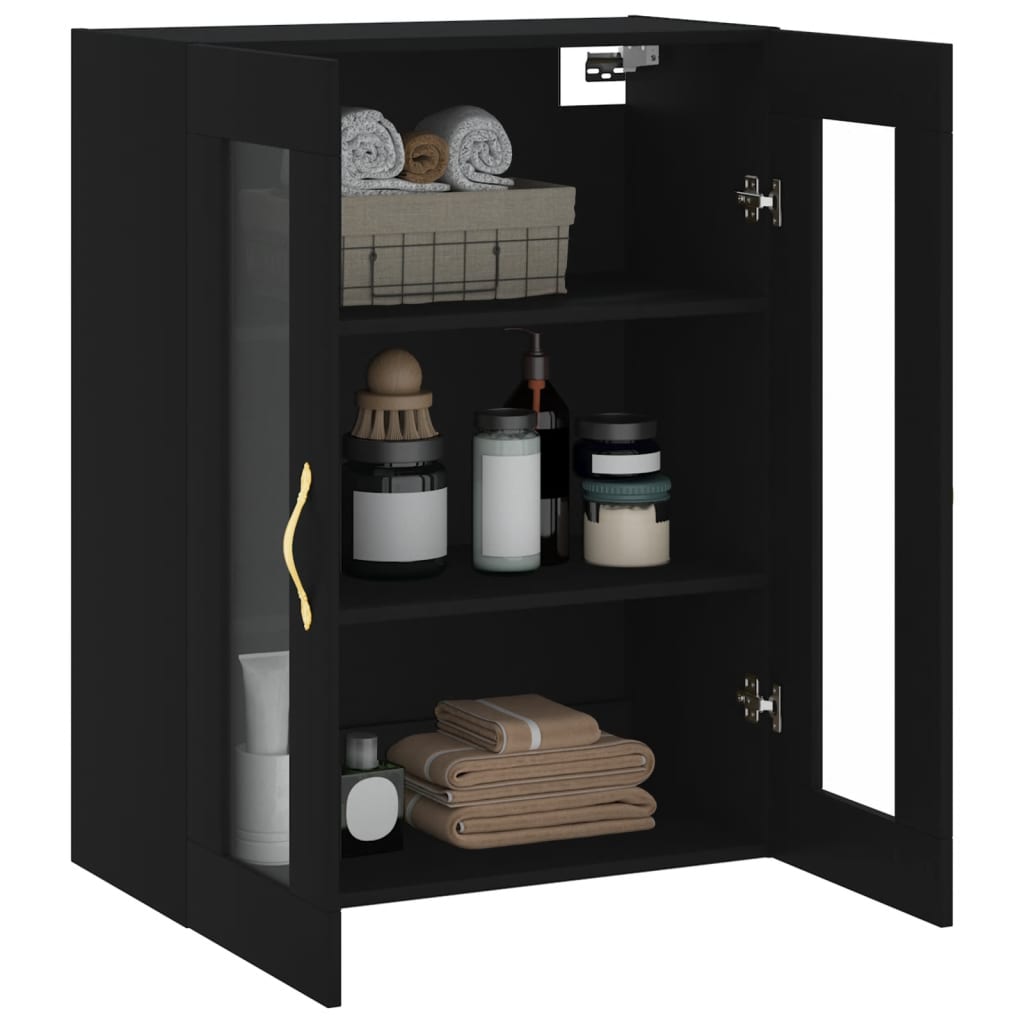 Wall Mounted Cabinet Black 69.5x34x90 cm