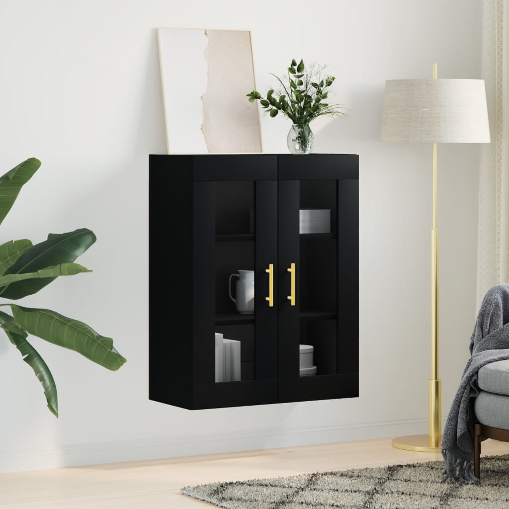 Wall Mounted Cabinet Black 69.5x34x90 cm