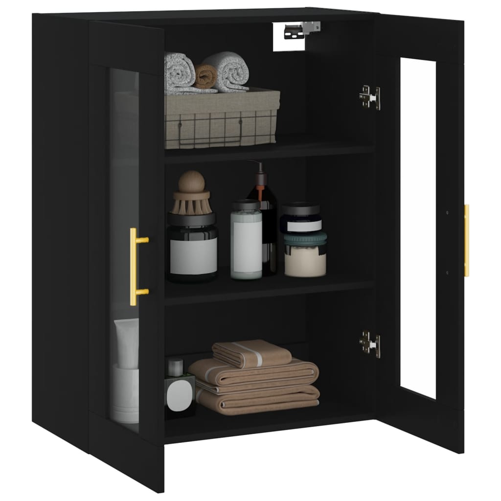 Wall Mounted Cabinet Black 69.5x34x90 cm