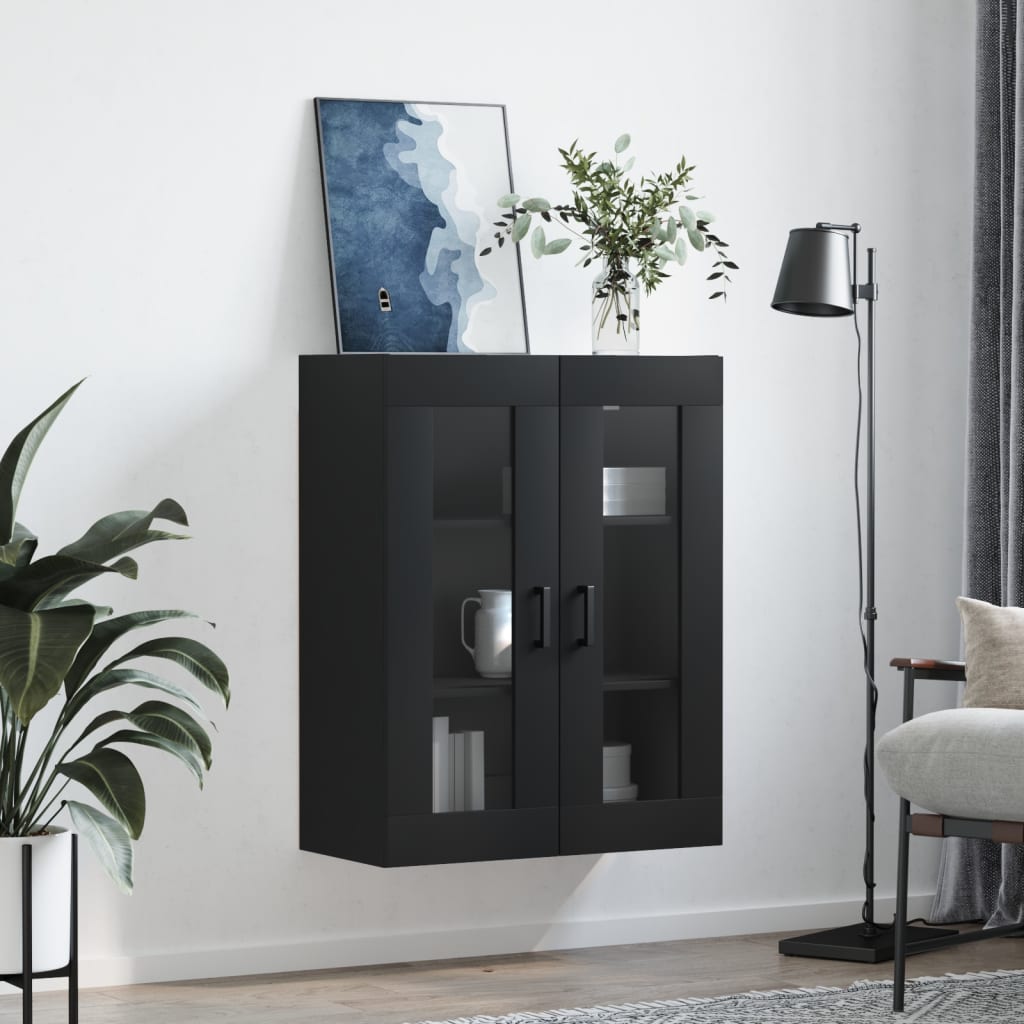 Wall Mounted Cabinet Black 69.5x34x90 cm