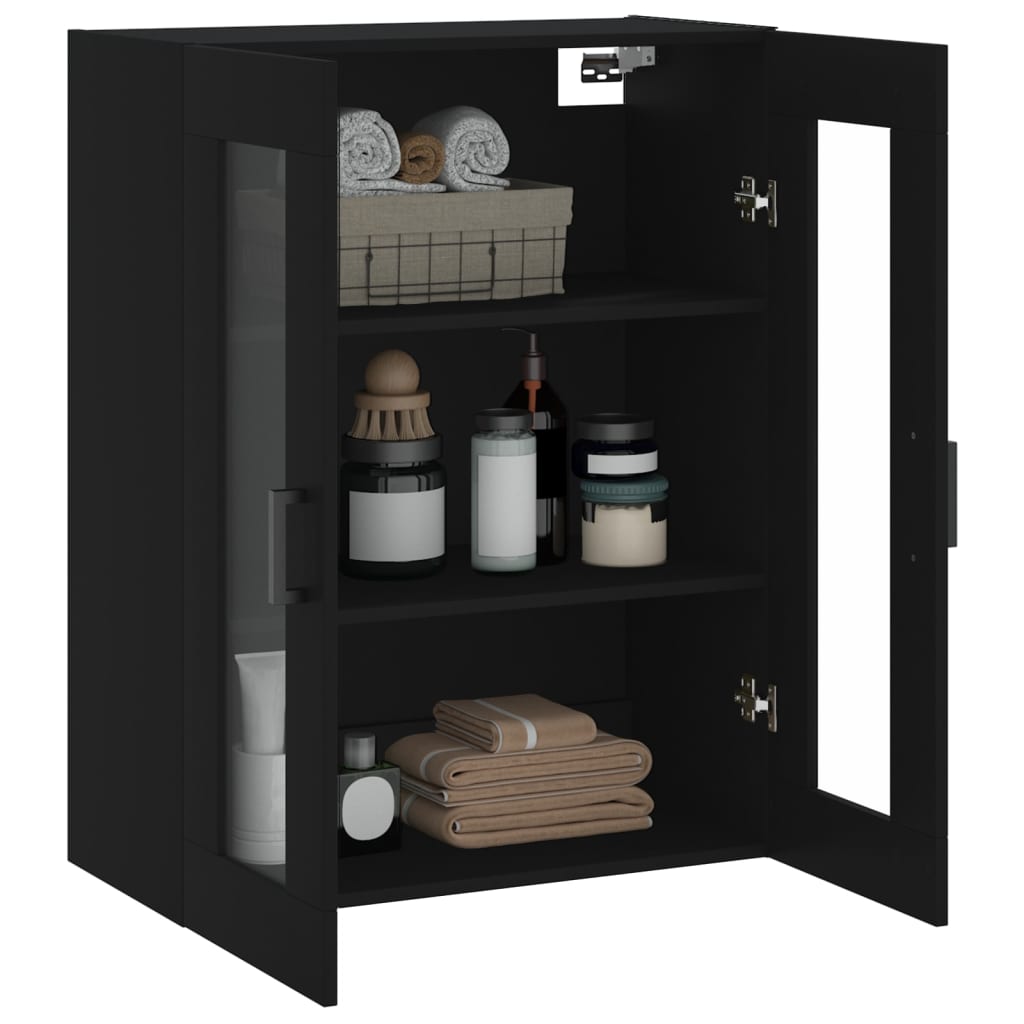 Wall Mounted Cabinet Black 69.5x34x90 cm