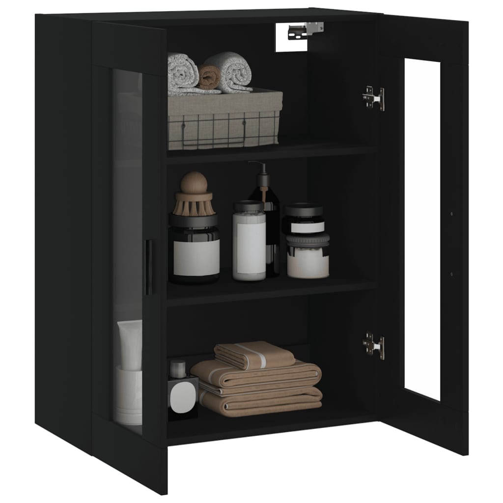 Wall Mounted Cabinet Black 69.5x34x90 cm