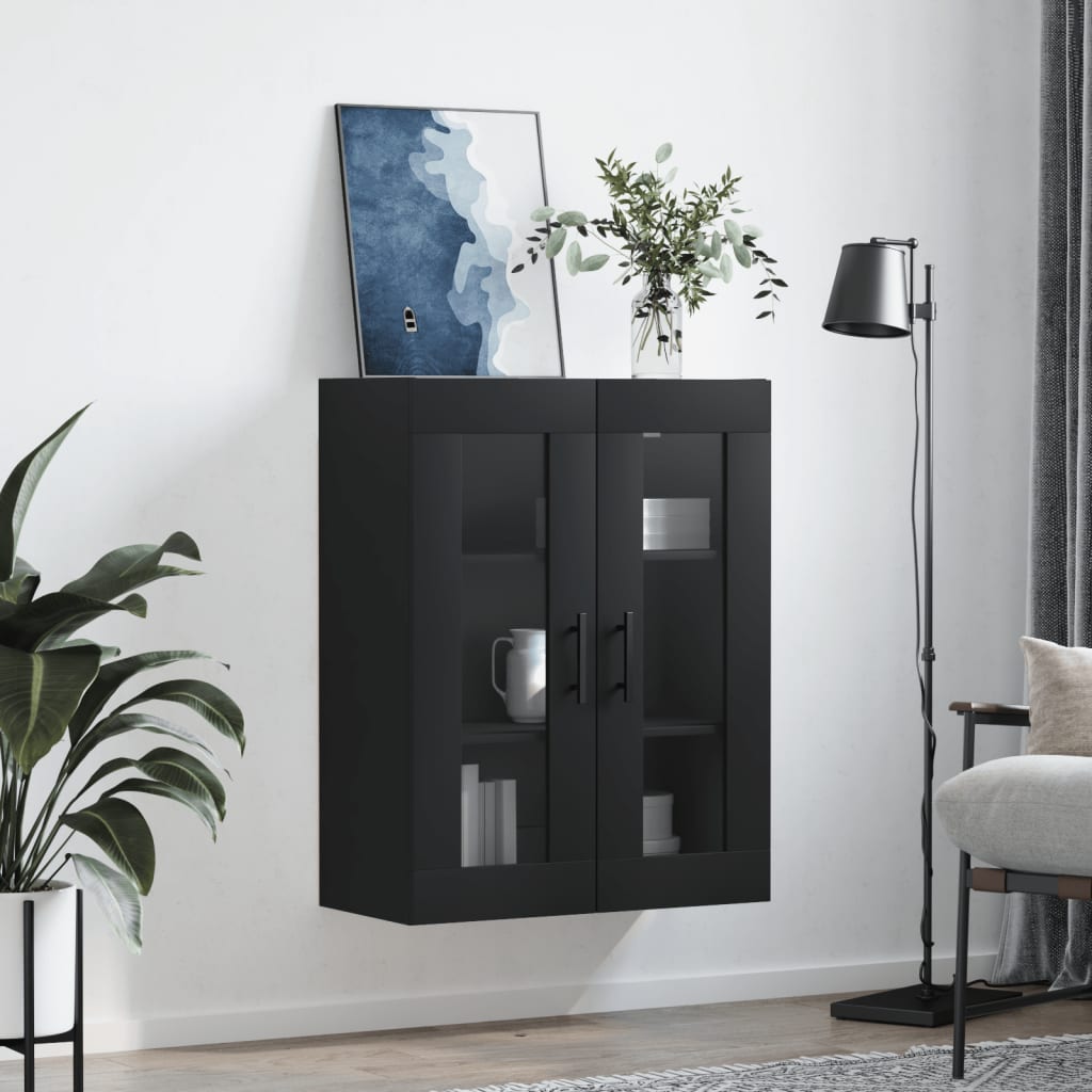 Wall Mounted Cabinet Black 69.5x34x90 cm