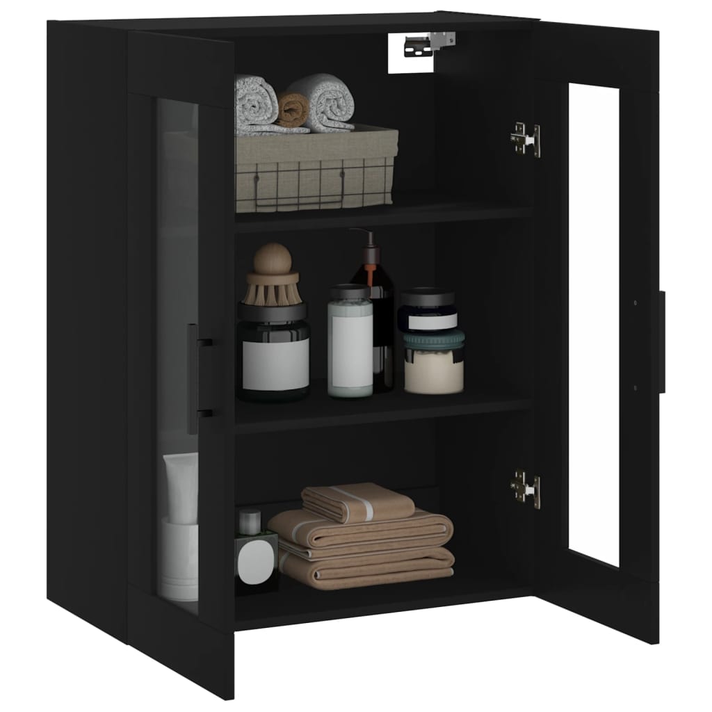 Wall Mounted Cabinet Black 69.5x34x90 cm