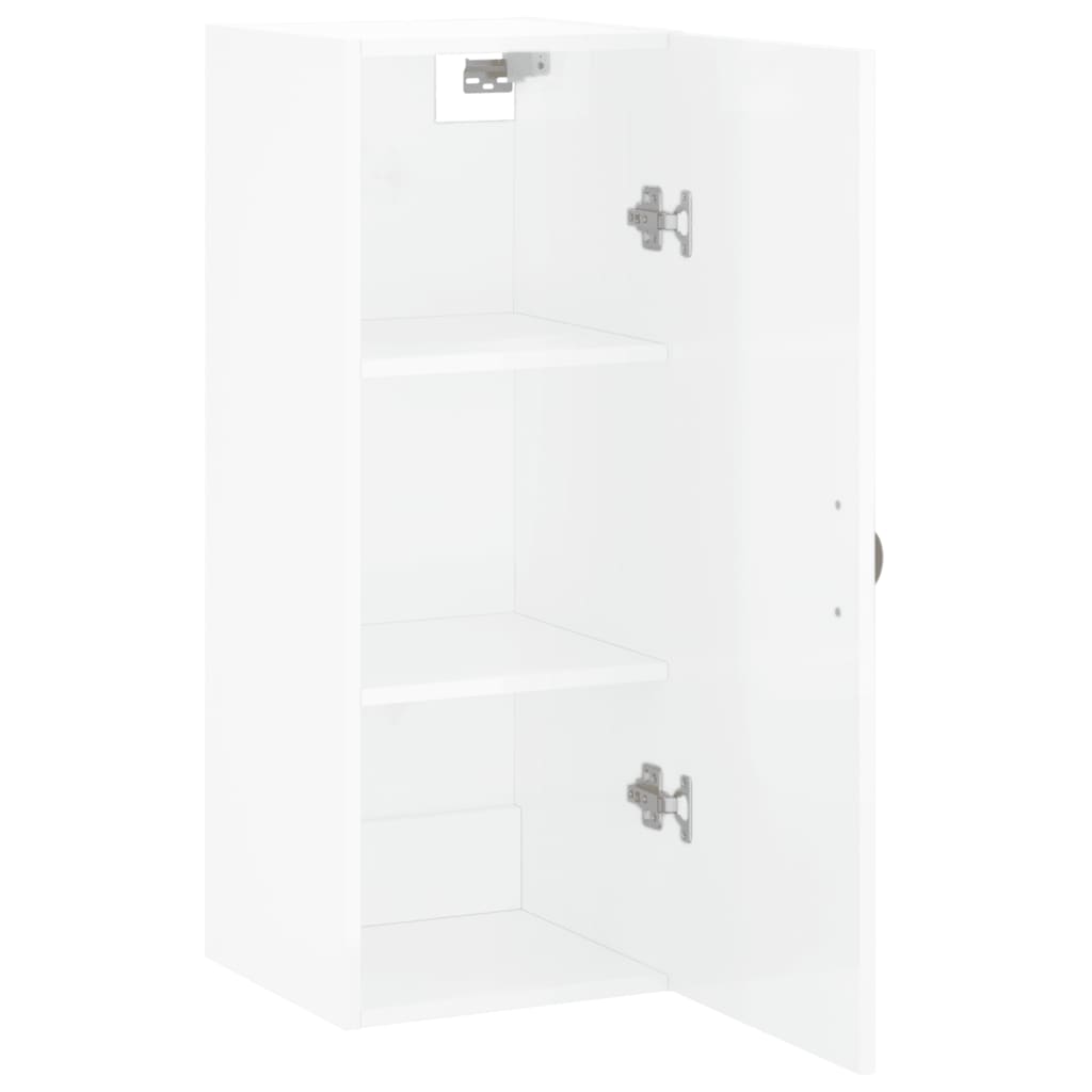 Wall Mounted Cabinet High Gloss White 34.5x34x90 cm