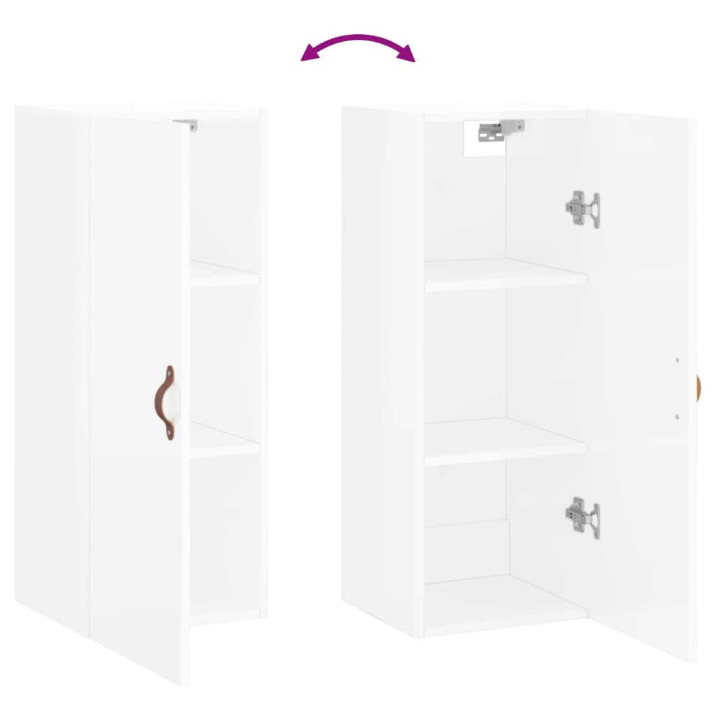 Wall Mounted Cabinet High Gloss White 34.5x34x90 cm