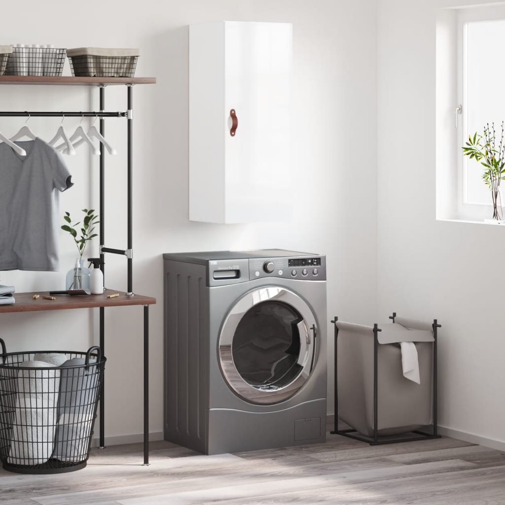 Wall Mounted Cabinet High Gloss White 34.5x34x90 cm