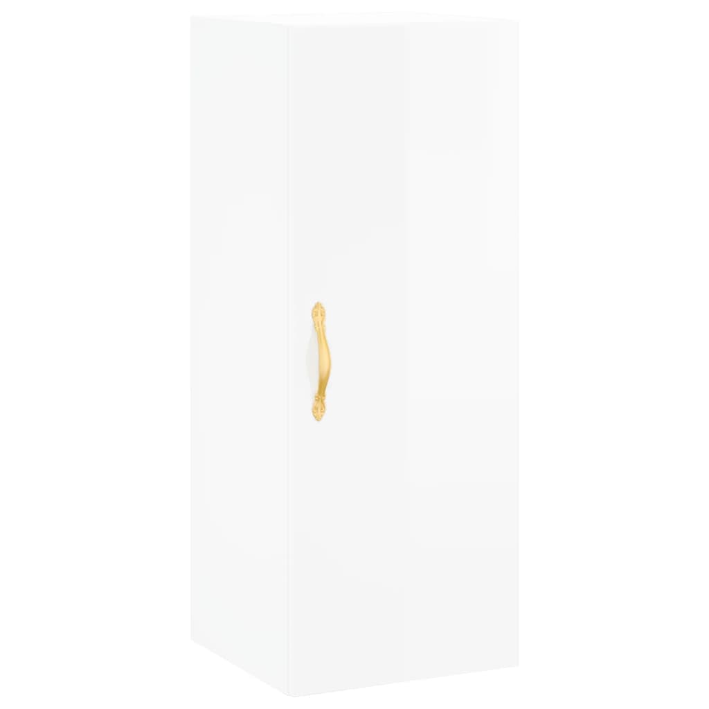 Wall Mounted Cabinet High Gloss White 34.5x34x90 cm