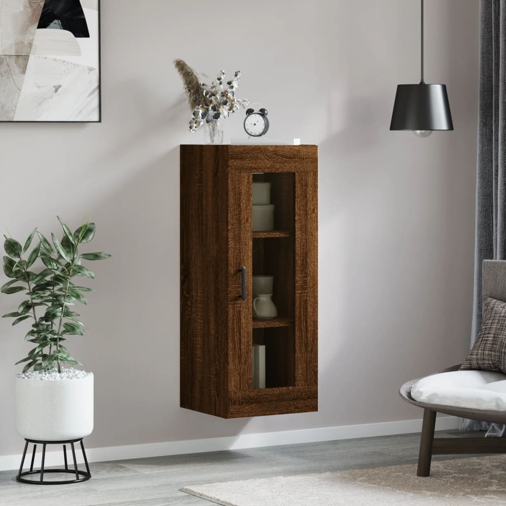 Wall Mounted Cabinet Brown Oak 34.5x34x90 cm