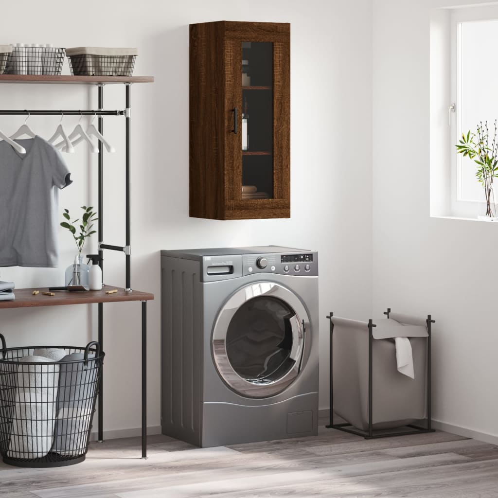 Wall Mounted Cabinet Brown Oak 34.5x34x90 cm