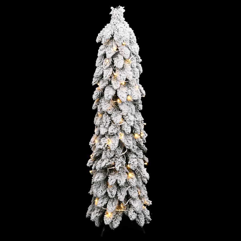 Artificial Pre-lit Christmas Tree with 80 LEDs and Flocked Snow 150 cm