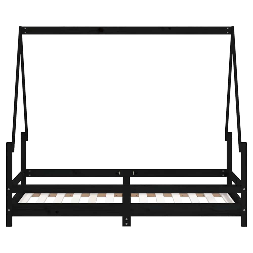 Kids Bed Frame Black 80x160 cm Solid Wood Pine