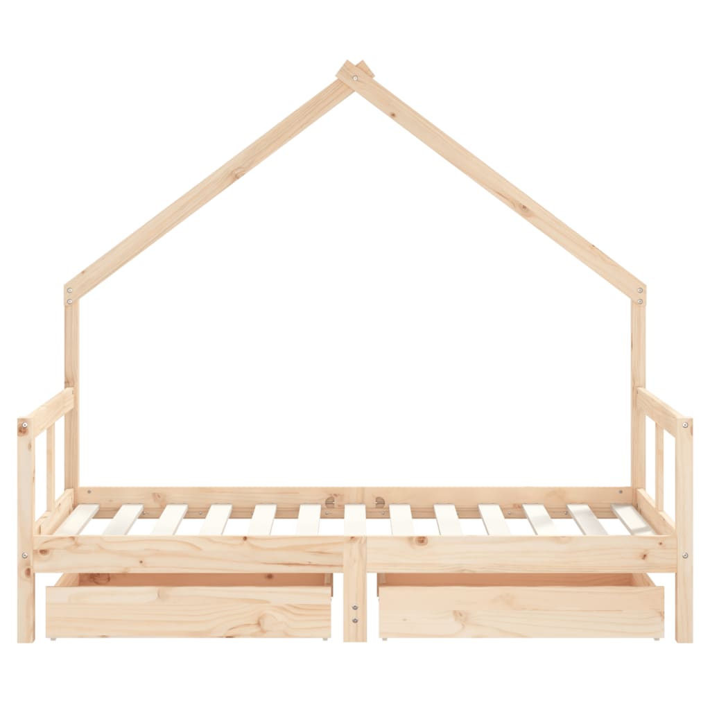 Kids Bed Frame with Drawers 80x160 cm Solid Wood Pine