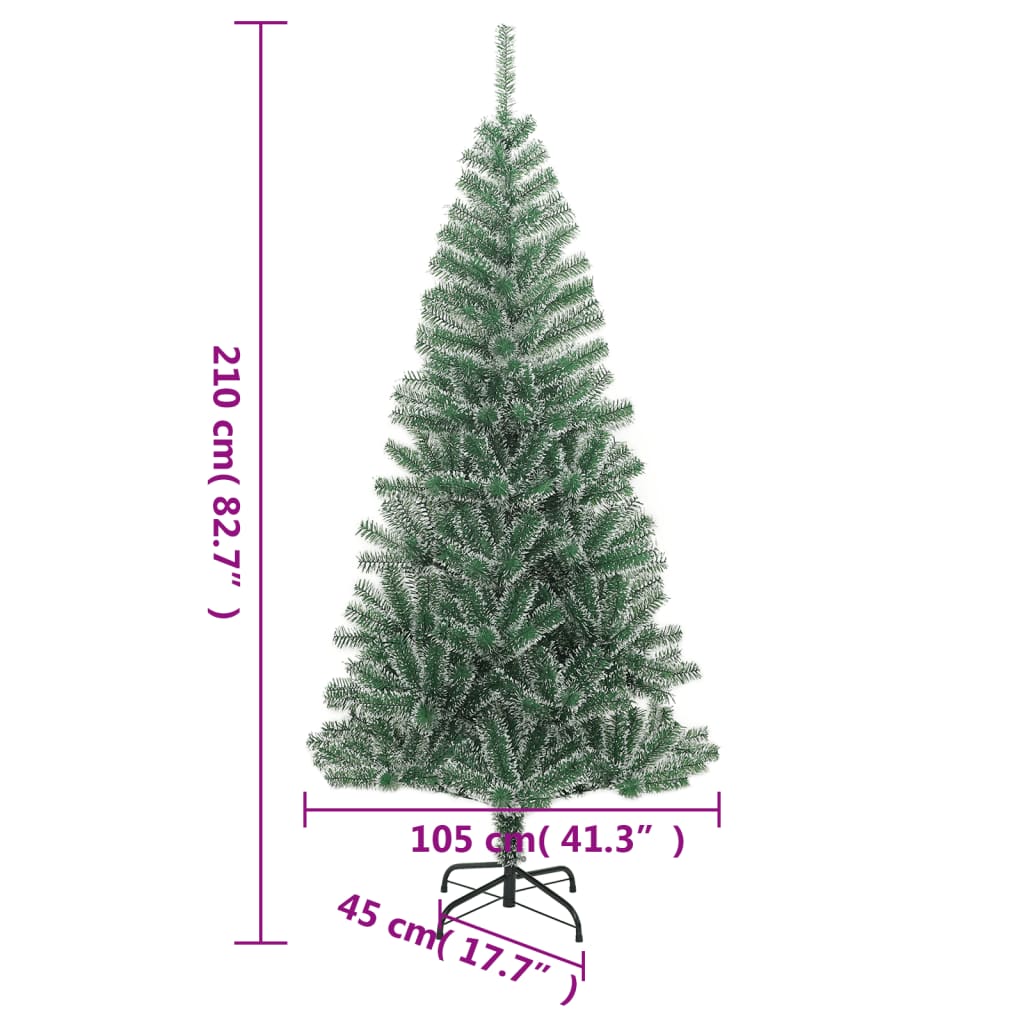 Artificial Christmas Tree with Flocked Snow Green 210 cm