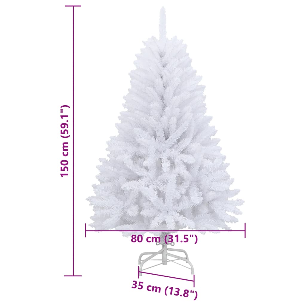 Artificial Hinged Christmas Tree with Stand White 150 cm