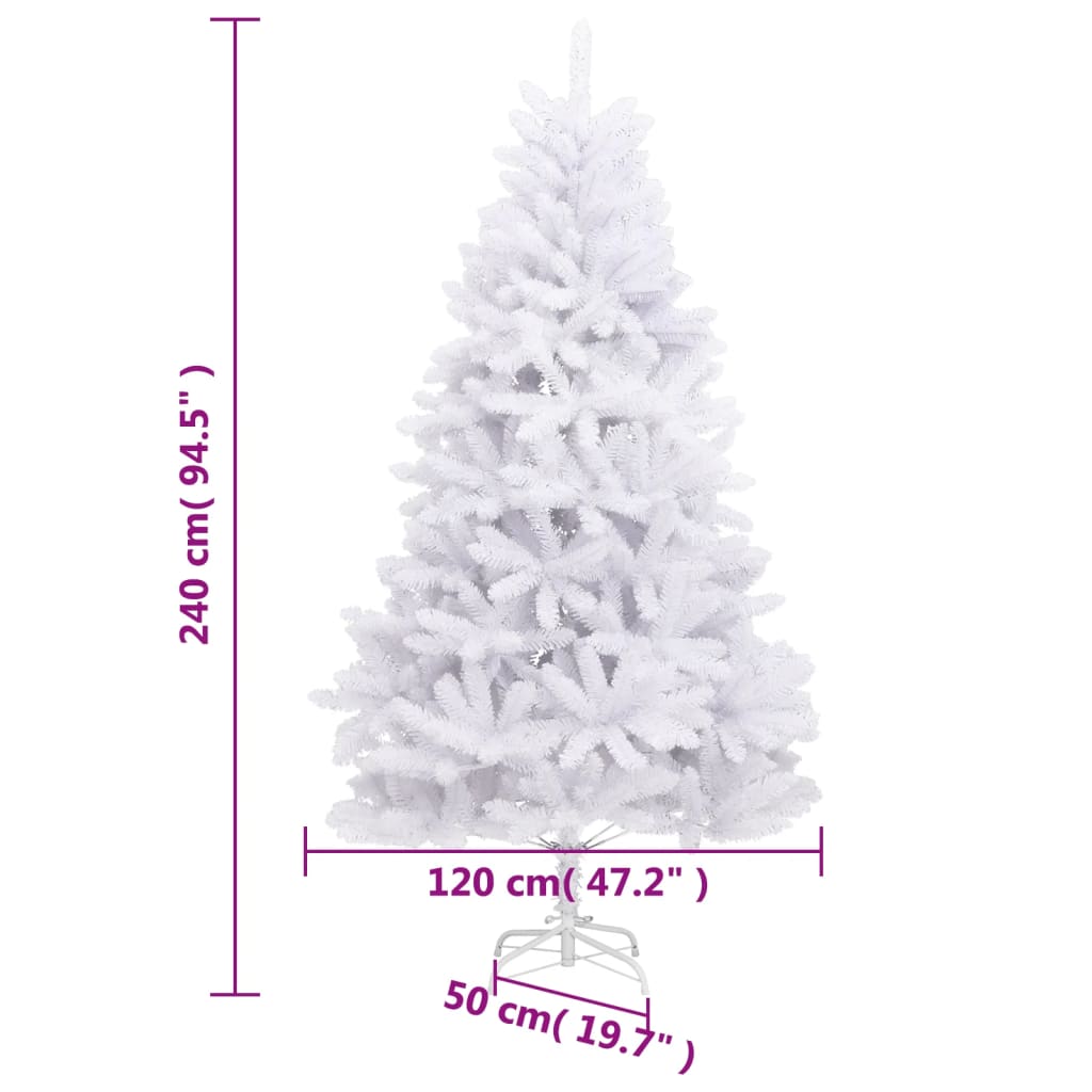 Artificial Hinged Christmas Tree with Stand White 240 cm